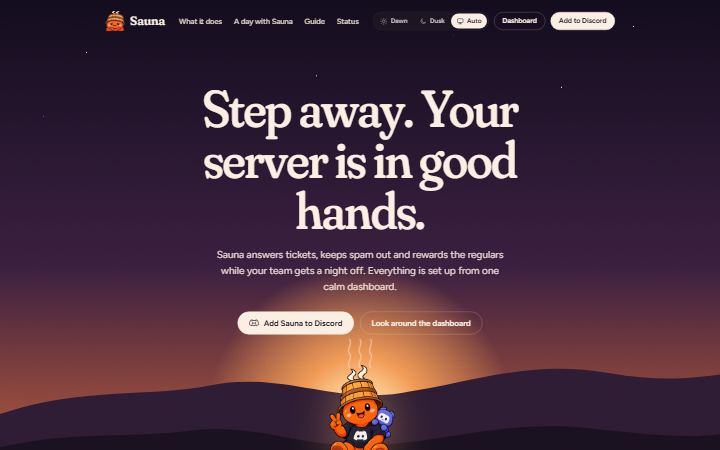 Afterglow homepage, dusk theme