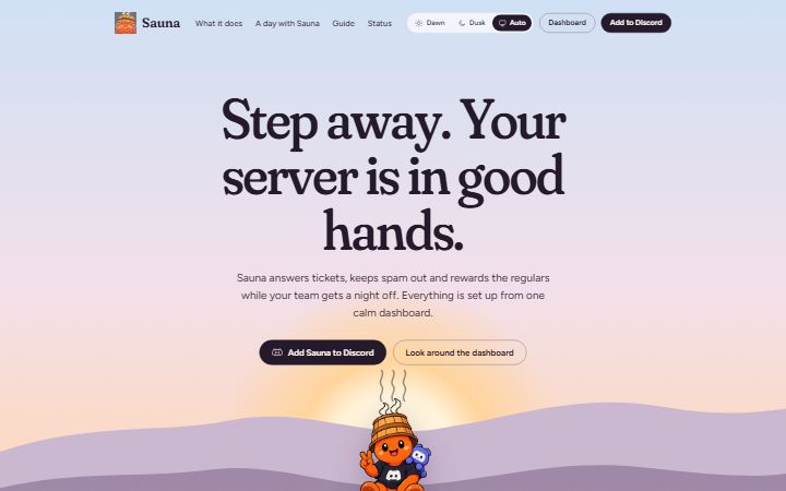 Afterglow homepage, dawn theme