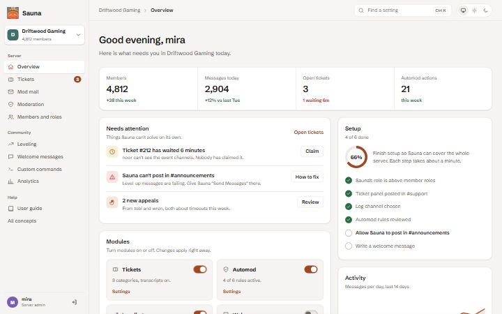 Cedar dashboard, light theme