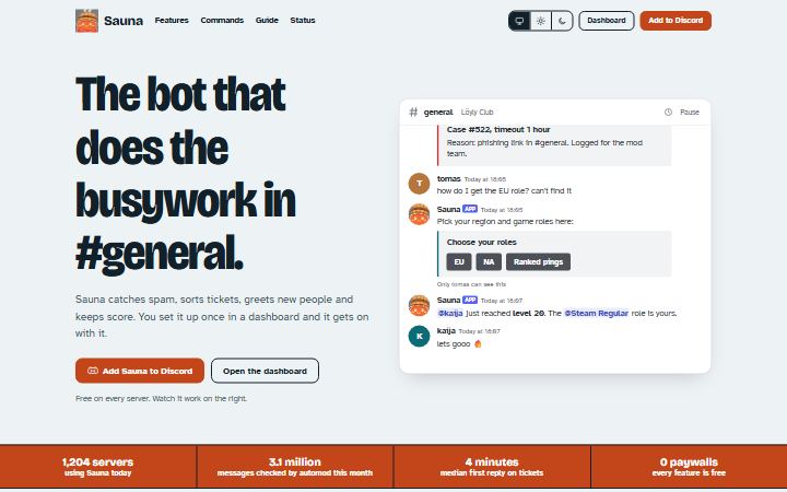Löyly homepage, light theme
